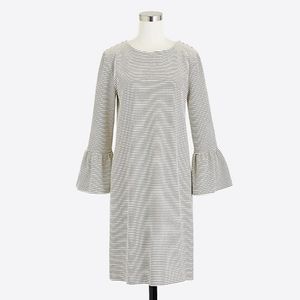J.Crew Cream and Black Striped Dress w/Ruffle 3/4 Sleeve Size Medium